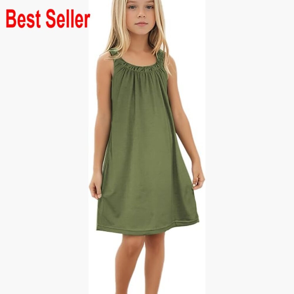 Girls Halter Neck Swim Cover Up Dress Polyester Spandex